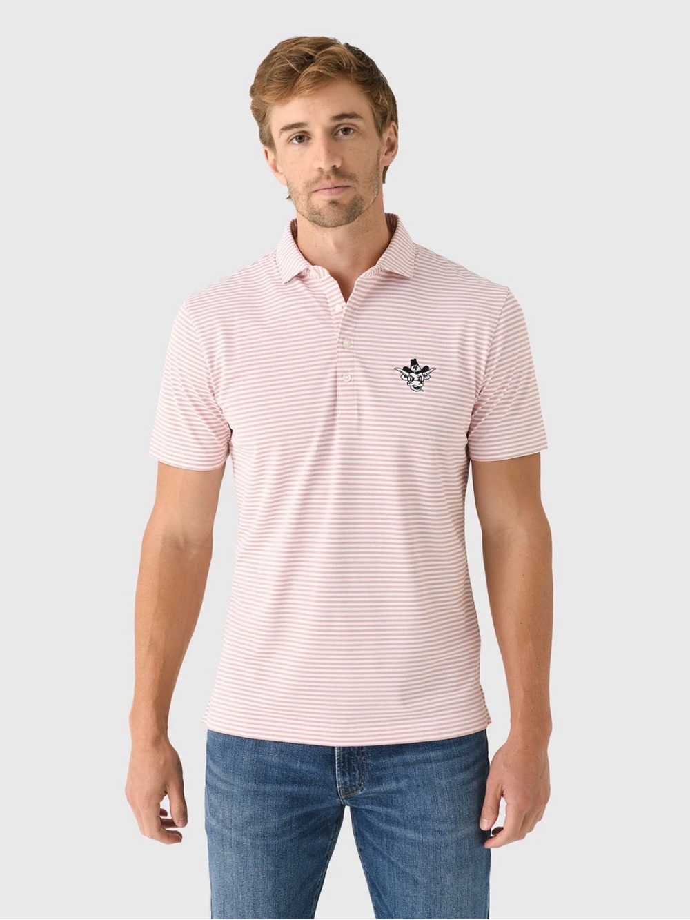 johnnie-O Men's Collegiate Stetson Stripe Performance Mesh Polo
